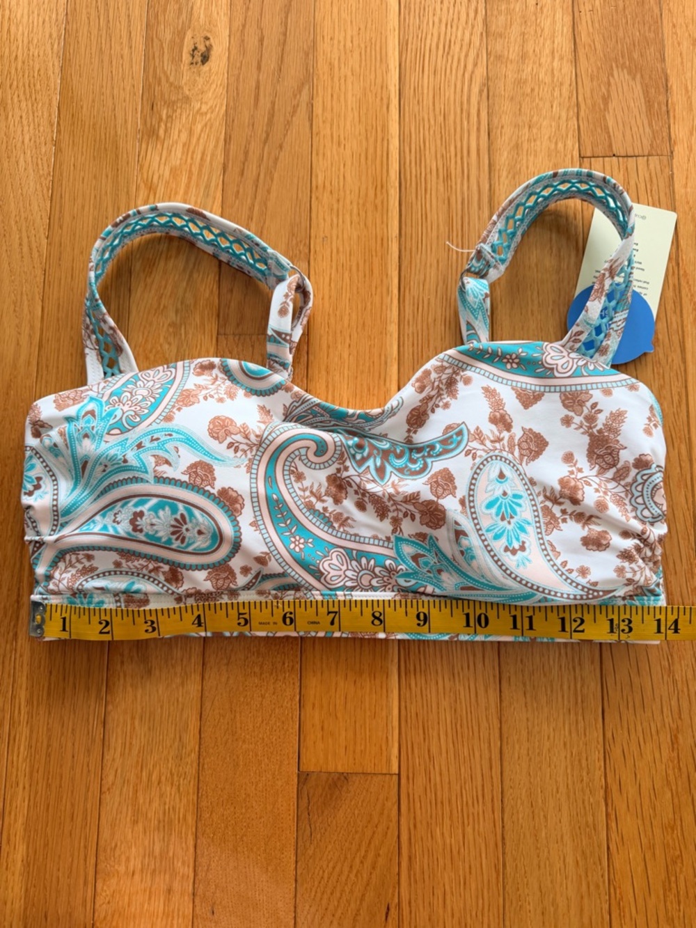 Cupshe Turquoise and Cream Paisley High-Waist Bikini - Picture 7 of 8
